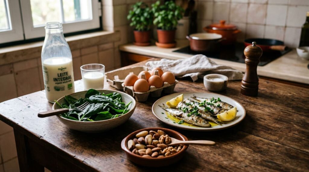 De quais nutrientes os ossos precisam para se fortalecer após os 50 anos e em quais alimentos eles são encontrados?