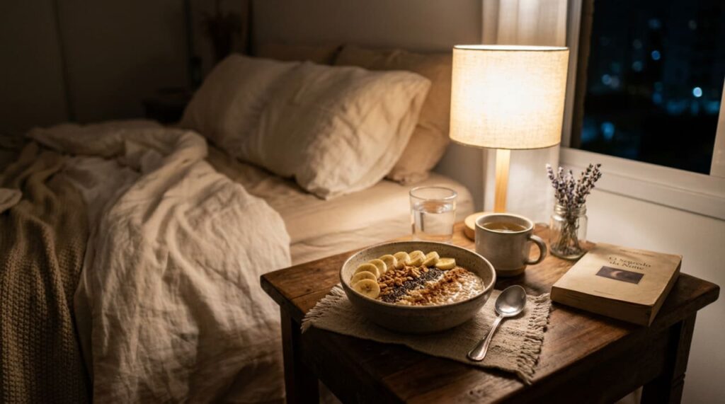 Se você comer banana com aveia antes de dormir, aumentará sua produção de serotonina e acordará mais descansado