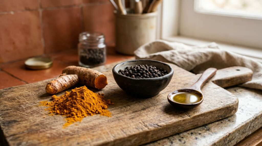 Quais são as propriedades curativas de beber água com cúrcuma e pimenta-preta em jejum?