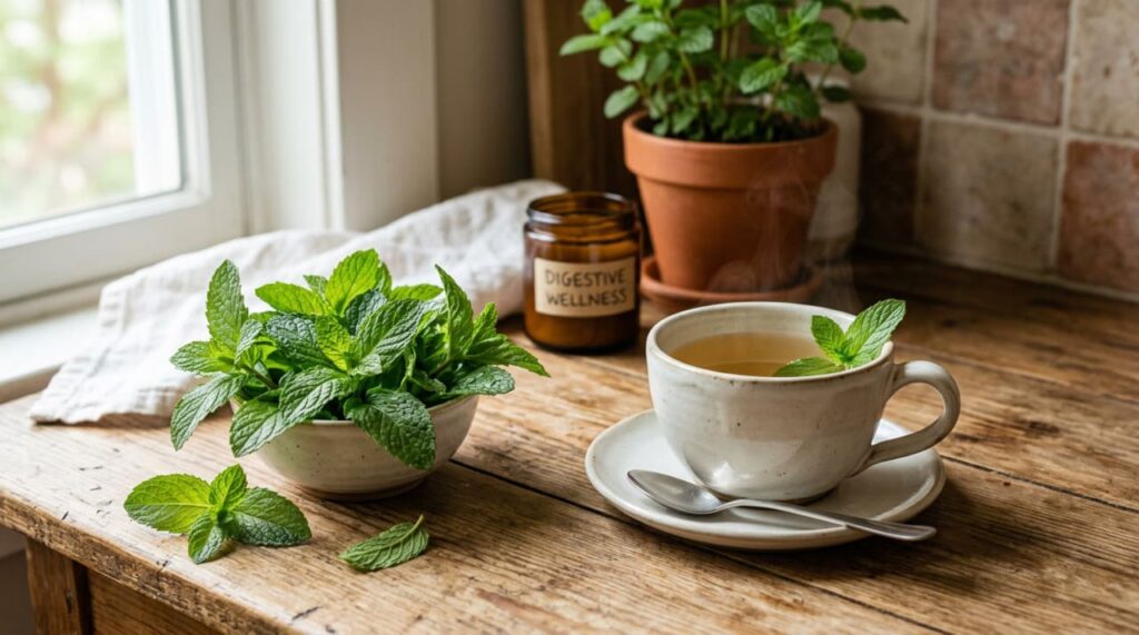 Quais são os benefícios para a saúde das folhas de hortelã-pimenta?