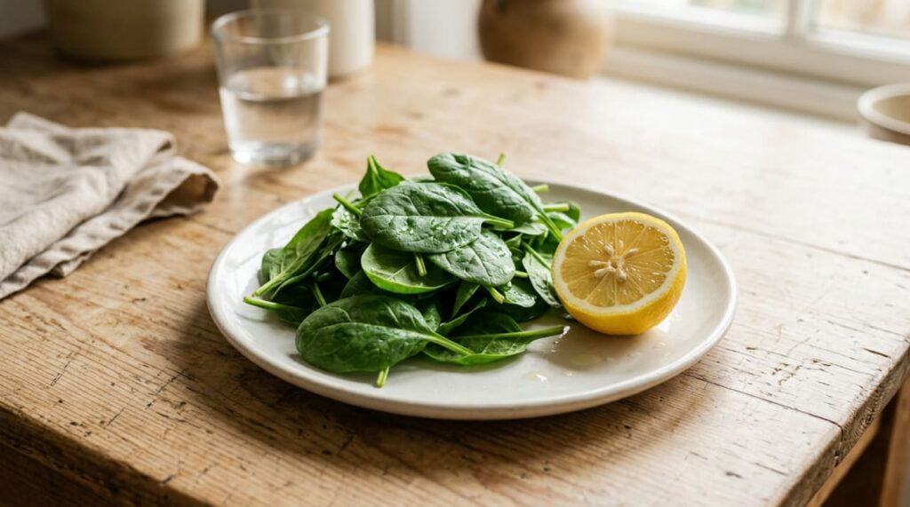 Se você consumir espinafre com limão, aproveitará mais o ferro da planta e prevenirá a anemia