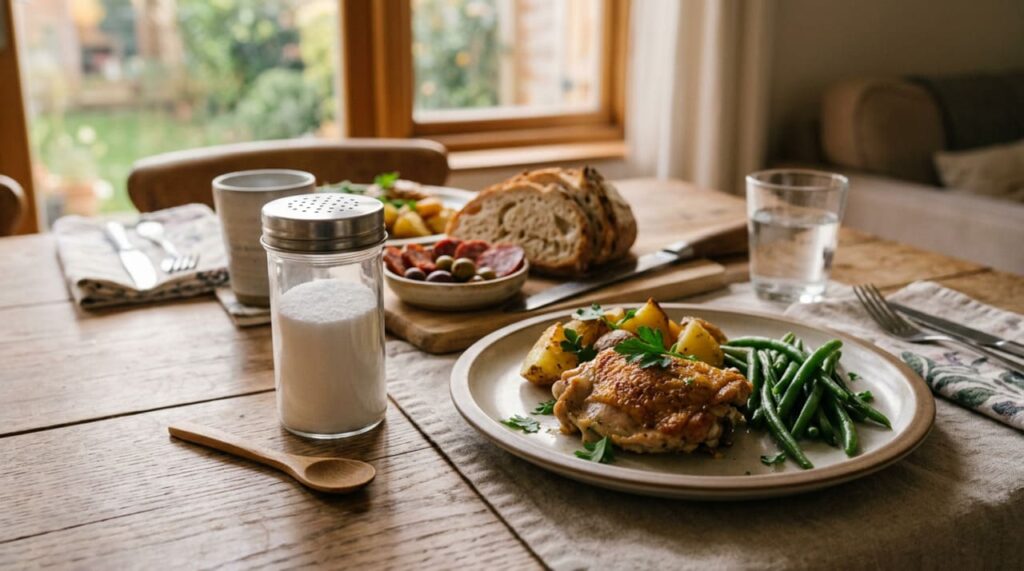 A regra do sal nas refeições para não acordar inchado após os 50