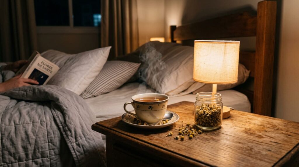 Quais são as propriedades curativas de beber chá de camomila antes de dormir?
