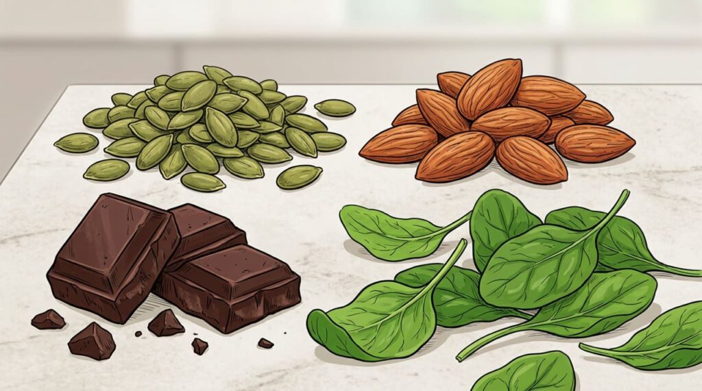 4 fontes de magnésio de alta biodisponibilidade para pessoas com mais de 60 anos que sofrem de câimbras e insônia