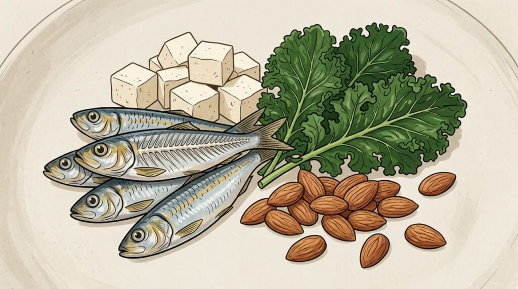 5 fontes de cálcio de alta absorção para mulheres acima de 50 anos que querem preservar a densidade óssea