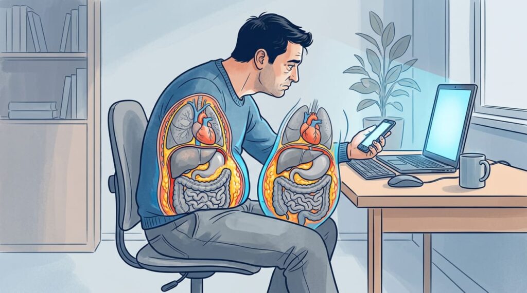 A falta de movimento físico regular está relacionada ao acúmulo de gordura visceral ao redor dos órgãos internos