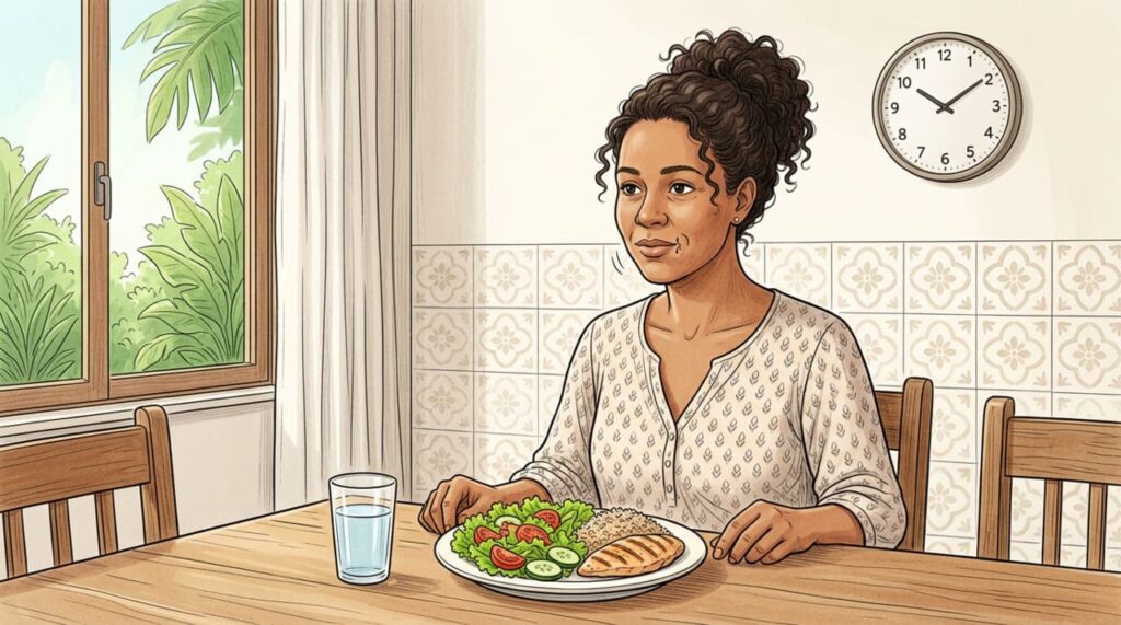 O hábito de comer devagar é uma prática digestiva que melhora a absorção de nutrientes e reduz o risco de sobrepeso