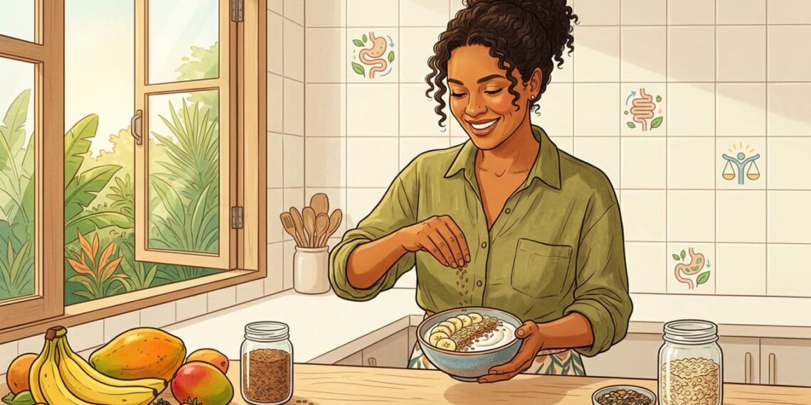 Com que alimentos devo combinar a linhaça para promover o equilíbrio hormonal e a saúde intestinal?