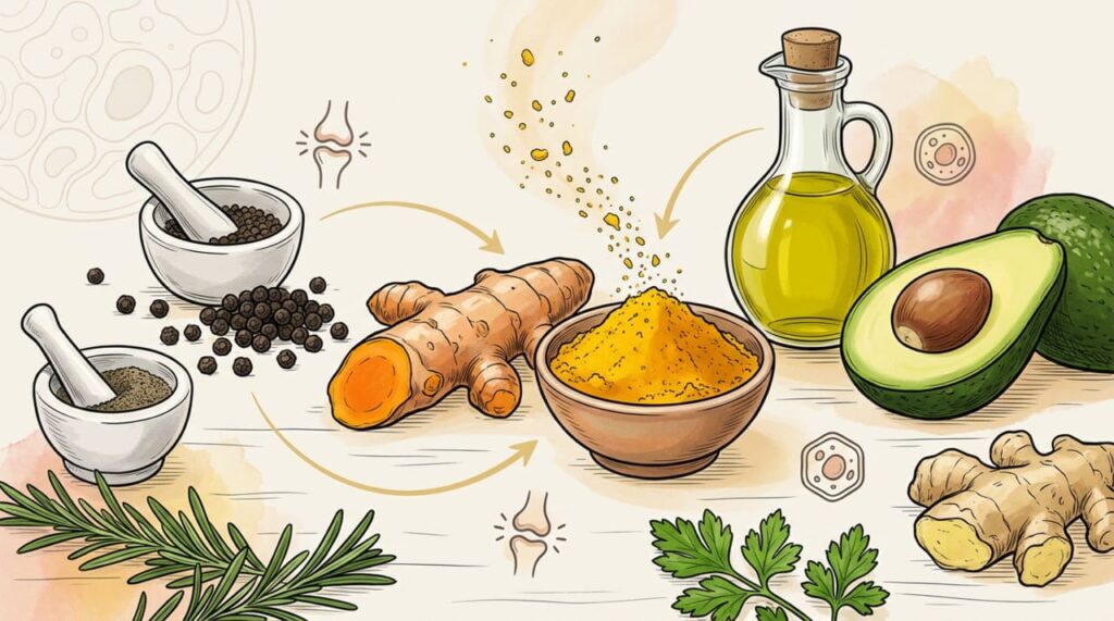 Com que alimentos devo combinar a cúrcuma para promover a redução da inflamação no organismo?