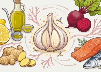 Com que alimentos devo combinar o alho para promover a saúde do coração e reduzir a pressão arterial?