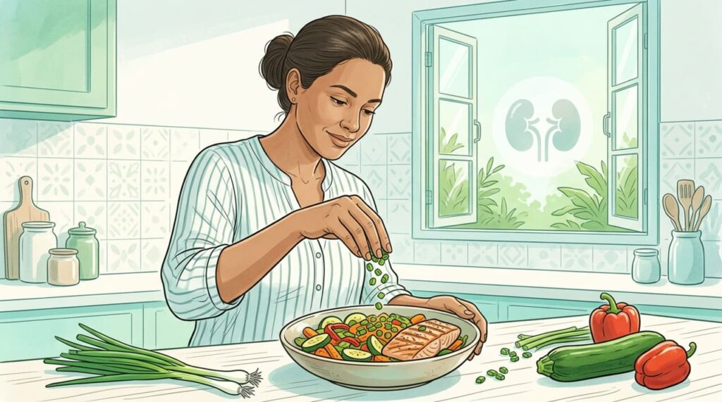 Com que alimentos devo combinar a cebolinha para promover a saúde dos rins?