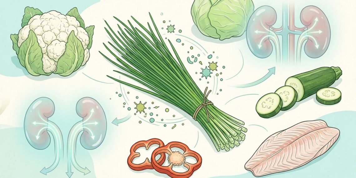 Com que alimentos devo combinar a cebolinha para promover a saúde dos rins?