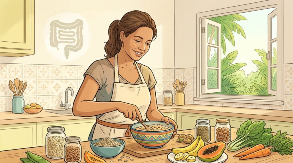 A falta de fibras na alimentação está relacionada ao acúmulo de substâncias inflamatórias no intestino