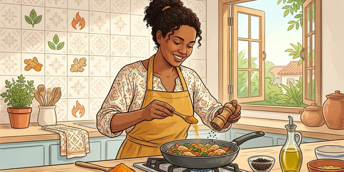 Com que alimentos devo combinar a cúrcuma para promover a redução da inflamação no organismo?