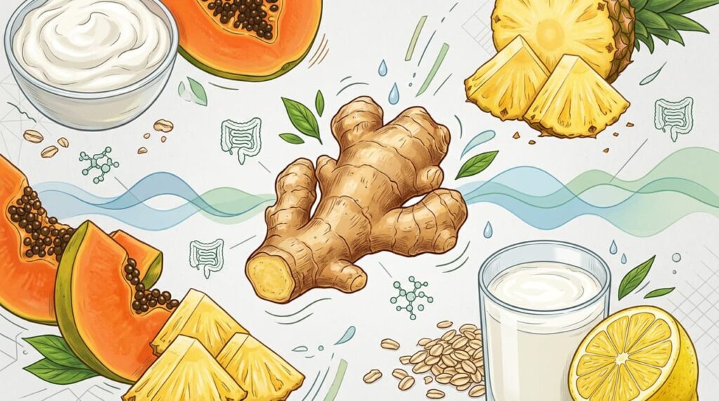 Com que alimentos devo combinar o gengibre para promover a saúde digestiva e reduzir náuseas?