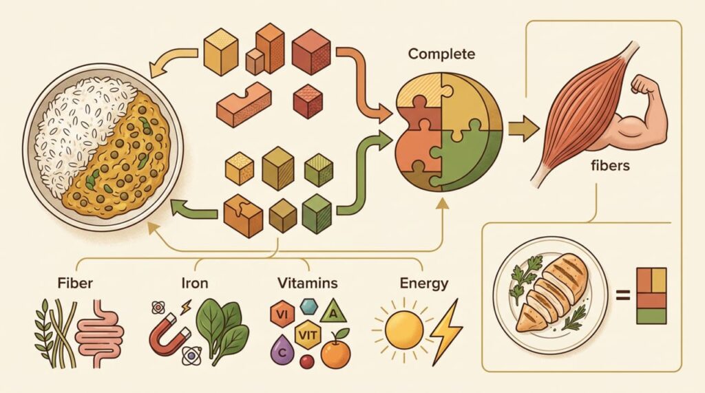 Segundo especialistas, a combinação de lentilha com arroz oferece praticamente os mesmos benefícios proteicos que o frango grelhado