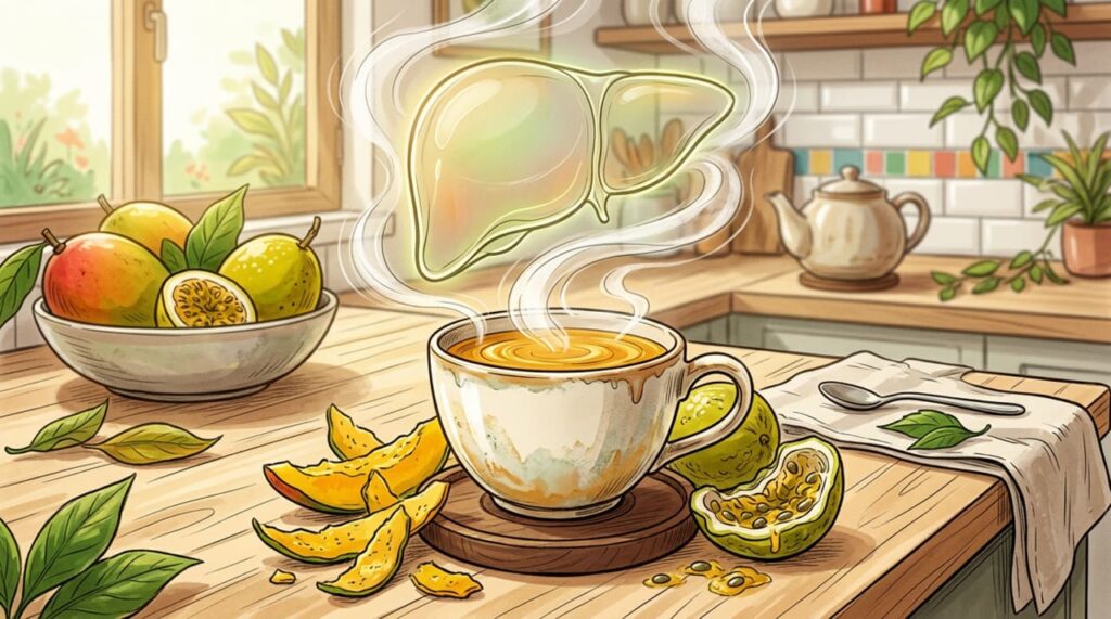 Chá antioxidante feito com cascas de frutas tropicais brasileiras protege o fígado e combate o envelhecimento celular