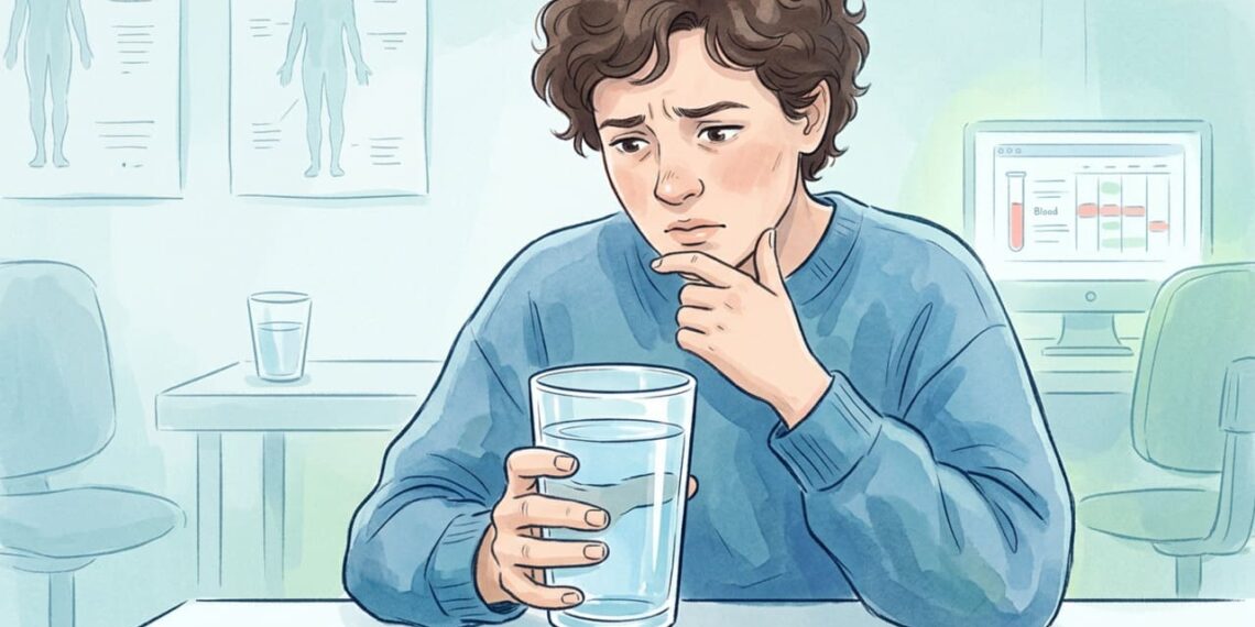 Beber água em excesso com frequência pode indicar problemas de saúde subjacentes em adultos aparentemente saudáveis