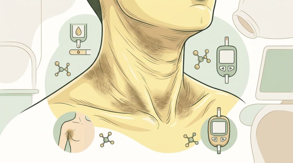Uma das maneiras de identificar resistência à insulina é através do escurecimento da pele nas dobras do pescoço e das axilas