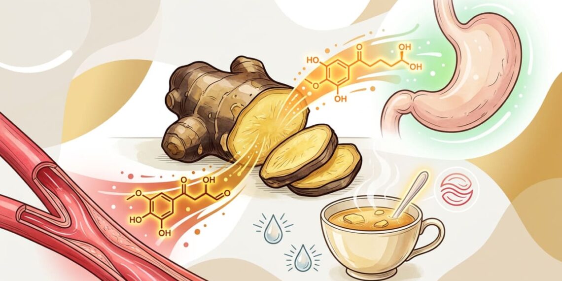 O que o gengibre cru faz ao estômago e à circulação sanguínea