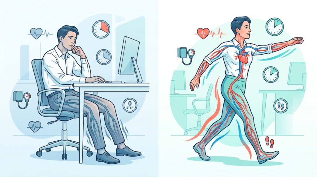 Quantas horas seguidas é saudável ficar sentado antes de precisar se movimentar para proteger a saúde cardiovascular?