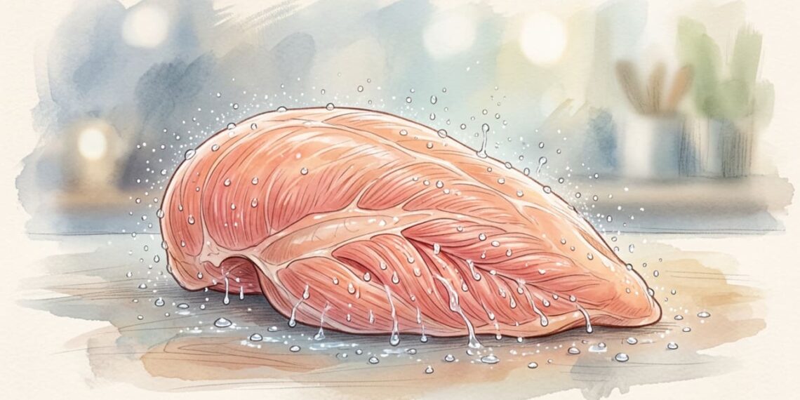 Um líquido amarelado saindo do frango cru. Poucas pessoas sabem o que isso significa e se a carne assim é segura para consumo