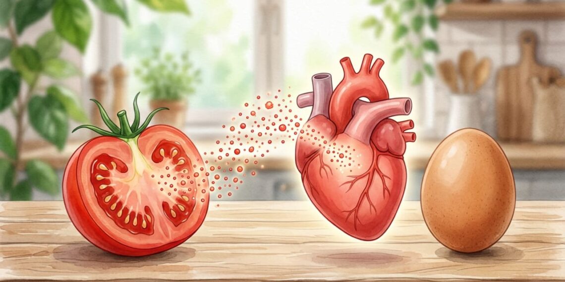 Se você comer ovo com tomate, protegerá melhor seu coração e reduzirá o colesterol oxidado