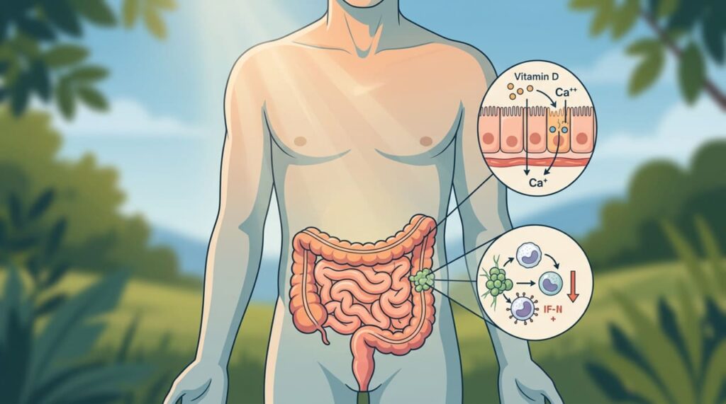 A vitamina D deixou de ser vista apenas como a "vitamina dos ossos" e hoje é reconhecida como uma aliada poderosa contra a inflamação intestinal e no fortalecimento das defesas do corpo. Pesquisas recentes mostram que manter bons níveis desse nutriente pode ajudar a reequilibrar a resposta imunológica em pessoas com doenças inflamatórias do intestino, como a retocolite ulcerativa e a doença de Crohn, além de proteger contra infecções. Entenda como esse nutriente age no organismo e por que ele tem ganhado destaque na ciência. Como a vitamina D age na inflamação intestinal? A vitamina D atua diretamente sobre as células da parede do intestino e sobre o sistema de defesa local, ajudando a controlar reações inflamatórias exageradas. Ela também contribui para manter a barreira intestinal íntegra, reduzindo a passagem de substâncias que poderiam disparar novas crises inflamatórias. Quando os níveis desse nutriente estão baixos, o equilíbrio entre o sistema imunológico e as bactérias benéficas do intestino fica prejudicado, o que pode agravar sintomas em pessoas com doenças inflamatórias intestinais crônicas. Por que a vitamina D fortalece o sistema imunológico? A vitamina D funciona como um regulador das células de defesa, estimulando a produção de substâncias antimicrobianas naturais e equilibrando a resposta inflamatória. Ela ajuda o corpo a reagir contra vírus e bactérias sem permitir que a inflamação se torne excessiva. Esse papel é especialmente importante para quem convive com doenças autoimunes, já que a falta desse nutriente está associada ao aumento do risco de doenças autoimunes e infecções recorrentes. Um estudo científico que confirma os benefícios no intestino A ciência tem reforçado cada vez mais o papel da vitamina D na saúde intestinal. Segundo o estudo Multi-omics Reveal Vitamin D Regulation of Immune-Gut Microbiome Interactions and Tolerogenic Pathways in Inflammatory Bowel Disease, publicado na revista científica Cell Reports Medicine e conduzido pela Mayo Clinic, 48 pacientes com doença inflamatória intestinal e níveis baixos de vitamina D receberam suplementação semanal durante 12 semanas. Os pesquisadores observaram uma redução significativa nos marcadores de inflamação intestinal, aumento de anticorpos protetores e queda de anticorpos ligados a respostas inflamatórias, indicando que a vitamina D pode ajudar a "reprogramar" a forma como o sistema imunológico interage com as bactérias do intestino. Quais são as melhores fontes de vitamina D? A principal fonte desse nutriente é a exposição solar moderada, já que a pele produz vitamina D quando entra em contato com os raios ultravioleta. A alimentação também contribui, embora em menor quantidade, por meio de alguns alimentos ricos em vitamina D. Entre as opções naturais que ajudam a manter os níveis adequados estão: Quais são as melhores fontes de vitamina D? Quando a suplementação é indicada? A suplementação de vitamina D é recomendada principalmente quando o exame de sangue identifica deficiência ou insuficiência do nutriente. Grupos como idosos, gestantes, pessoas com pouca exposição solar e portadores de doenças intestinais costumam ter maior risco de apresentar níveis baixos. Algumas situações em que o acompanhamento médico costuma ser necessário incluem: Deficiência confirmada por exame de sangue, com níveis abaixo do recomendado Doenças que afetam a absorção intestinal, como doença de Crohn ou retocolite ulcerativa Pouca exposição solar por rotina de trabalho ou mobilidade reduzida Osteoporose ou risco aumentado de fraturas, especialmente em idosos Gravidez e amamentação, períodos em que a demanda pelo nutriente aumenta O uso por conta própria deve ser evitado, já que o excesso de vitamina D também pode causar efeitos adversos, como acúmulo de cálcio no sangue e problemas renais. Este conteúdo tem caráter apenas informativo e não substitui a avaliação, o diagnóstico ou o tratamento realizado por um médico. Consulte sempre um profissional de saúde de confiança antes de iniciar qualquer suplementação ou mudança no tratamento.