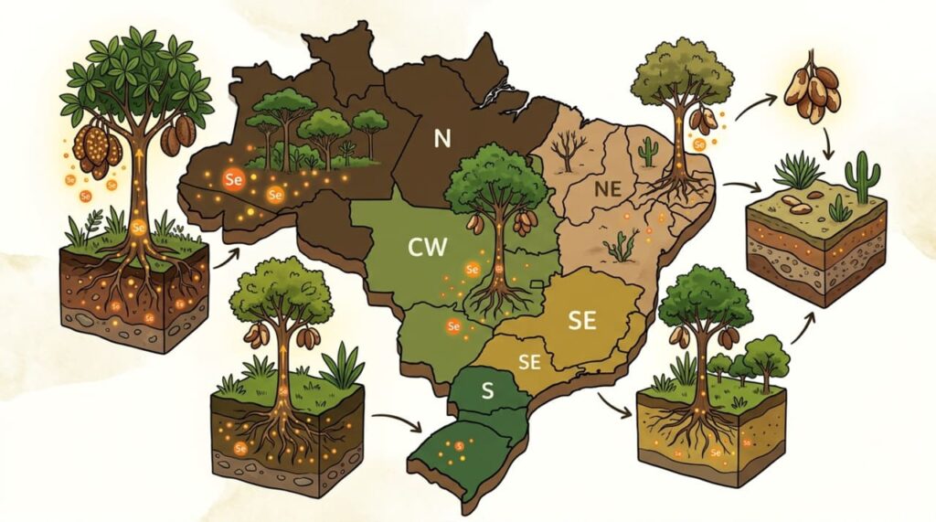 A falta de selênio não se deve apenas à alimentação pobre, mas sim ao solo brasileiro empobrecido que reduz sua presença nos alimentos cultivados no país