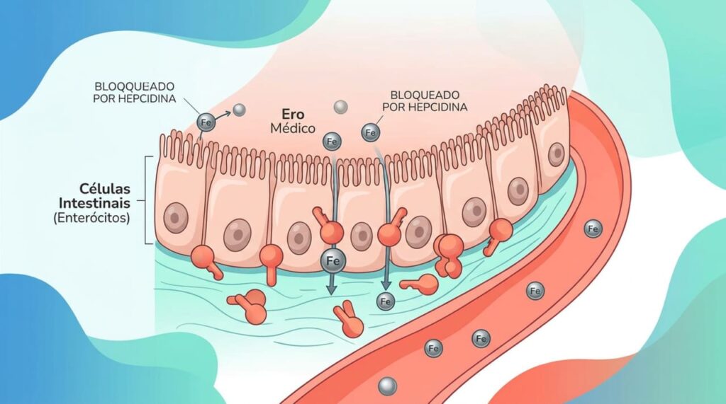 A falta de ferro não se deve apenas à pouca carne na dieta, mas sim à inflamação intestinal que bloqueia sua absorção