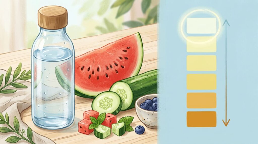 Uma das maneiras de identificar desidratação crônica é através da elasticidade da pele e da coloração da urina ao longo do dia