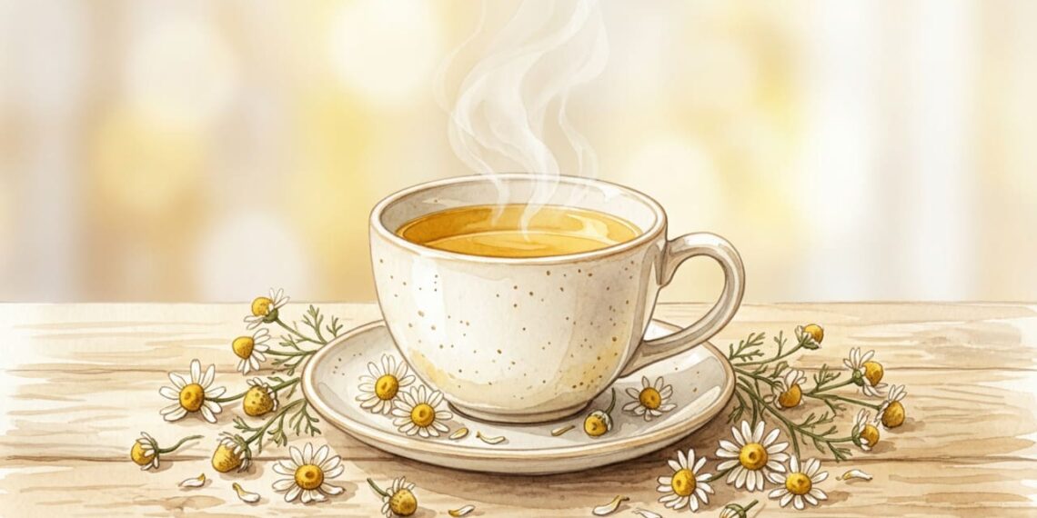 Que chá ajuda a aliviar a inflamação no estômago e como ele deve ser preparado corretamente?