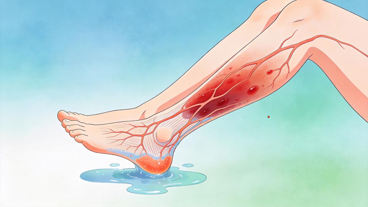 Edema pode surgir quando o retorno venoso falha nos membros inferiores.