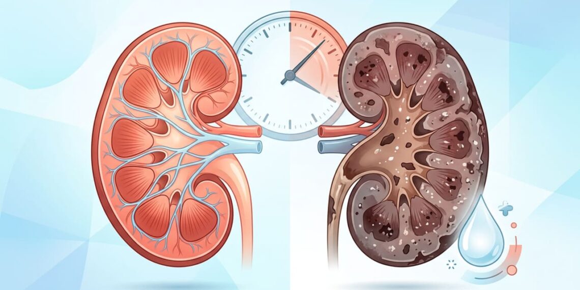 Como a insuficiência renal crônica compromete os rins ao longo do tempo e como ela difere da lesão renal aguda