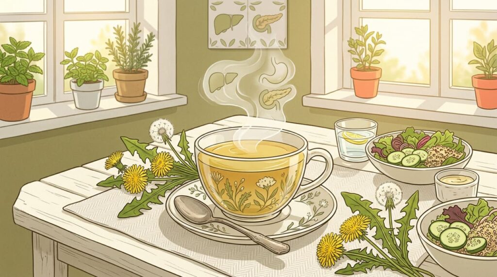 Chá de dente-de-leão como reforço para o pâncreas e desintoxicante para o fígado