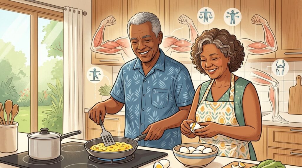 Os benefícios do ovo inteiro para a massa muscular e o equilíbrio de adultos mais velhos