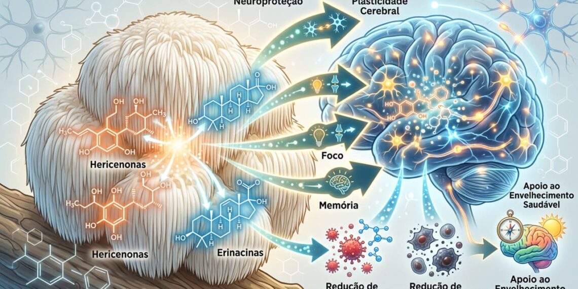 O que o uso regular do cogumelo Juba de Leão faz ao cérebro e à preservação da memória com o passar dos anos