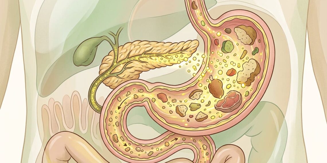 Como o uso de enzimas digestivas antes de refeições pesadas afeta o pâncreas e previne o desconforto abdominal de longo prazo