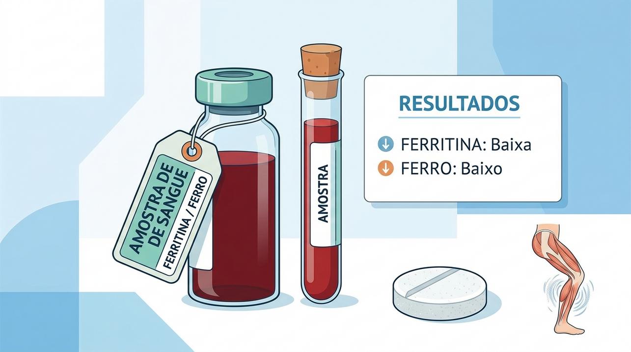 Ferritina e ferro costumam entrar na investigação da síndrome das pernas inquietas.
