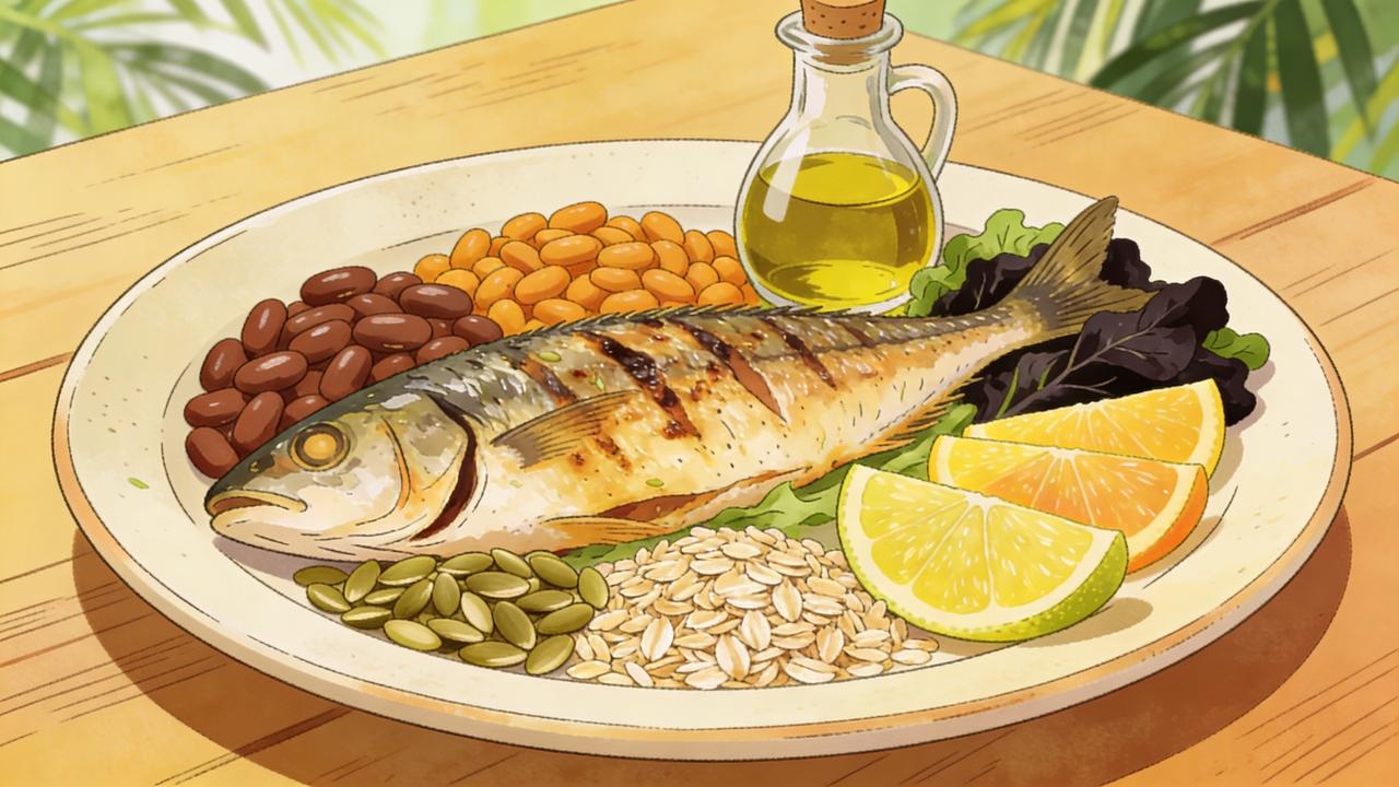 Proteína, ômega-3, fibras e antioxidantes podem compor um prato protetor.