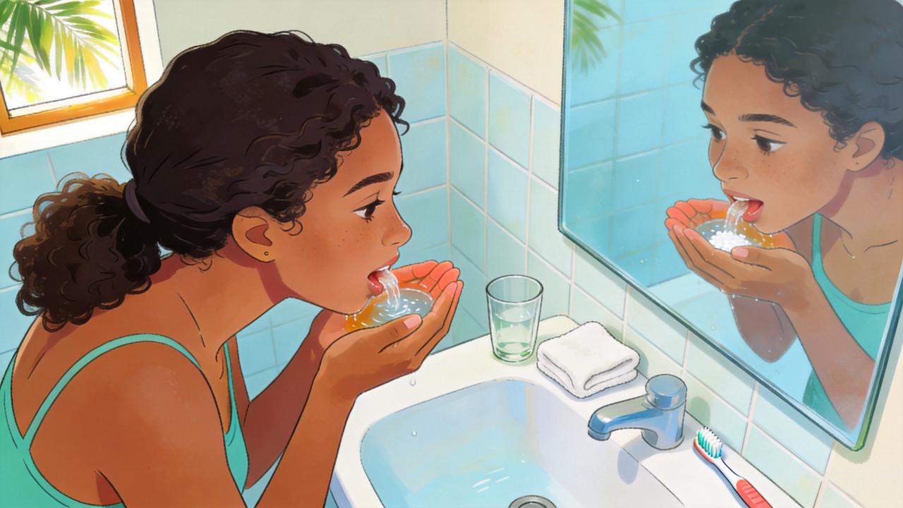 Bochecho com água morna e sal pode aliviar gengivas sensíveis.