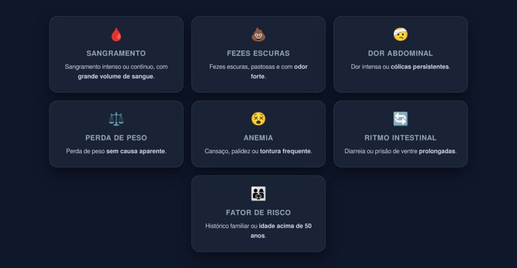 sinais de alerta de sangue nas fezes