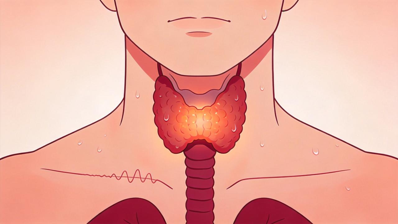 Tireoide acelerada pode aumentar calor corporal, palpitações e suor noturno.
