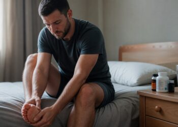 Formigamento persistente nos pés pode ser um sinal para revisar o uso de suplementos com vitamina B6.