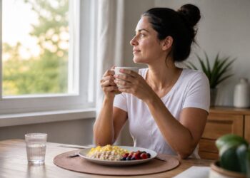 Proteína, fibras e gorduras boas na primeira refeição ajudam a reduzir oscilações de fome ao longo da manhã.