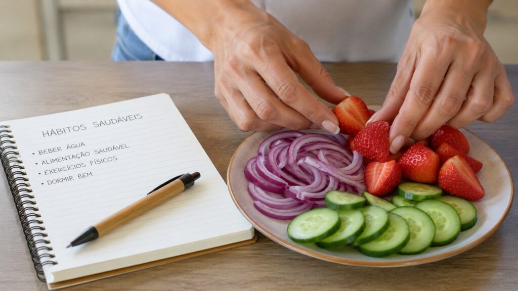 A fisetina vem de alimentos vegetais e deve ser vista como parte de um conjunto de cuidados diários.