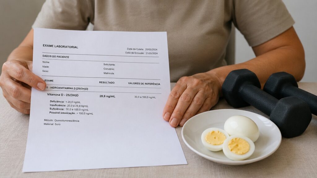 Exames, proteína e treino de força ajudam a orientar o cuidado quando há suspeita de vitamina D baixa.