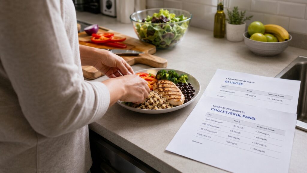 Controlar glicose, colesterol e hábitos alimentares faz parte do cuidado com a gordura no fígado.