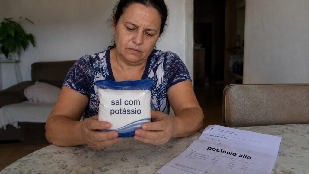 Uso do sal com potássio exige cuidado em pessoas com risco de potássio elevado.