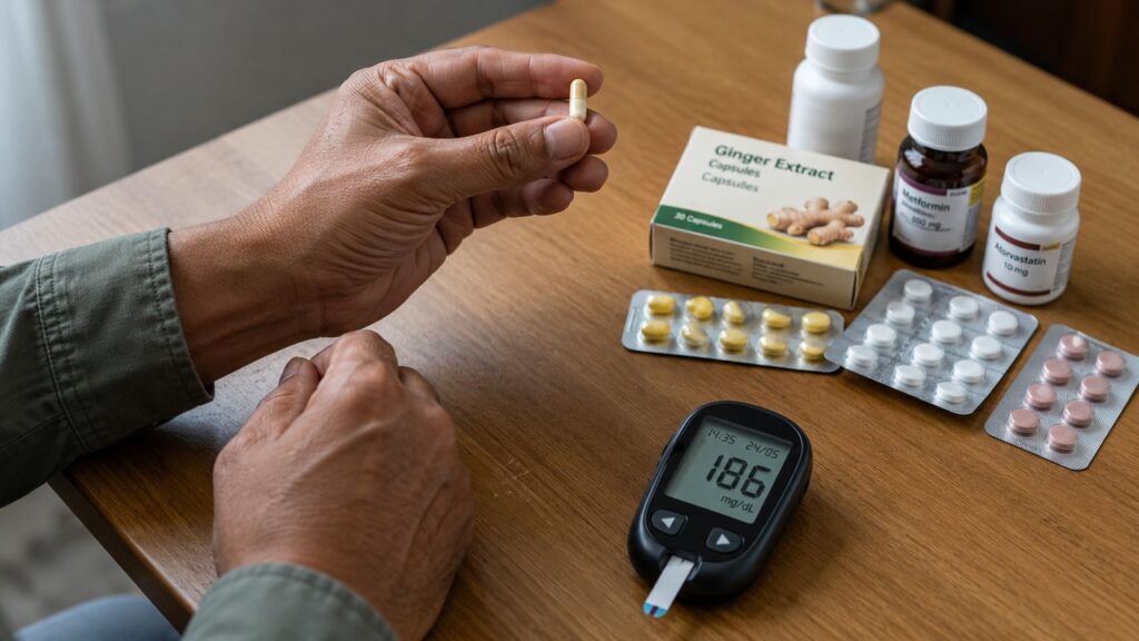 Suplementos de gengibre exigem cuidado em quem usa medicamentos para controlar a glicose.